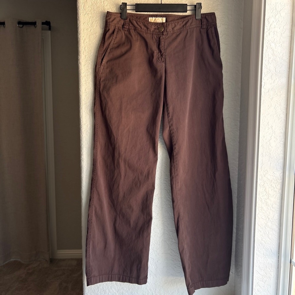 Michael Kors Y2K Women 8 Pant Low Rise Wide Leg Brown Cotton Cargo Pocket Casual